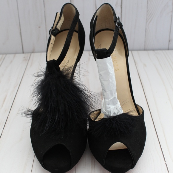 Talbot Elana Suede Leather Feather T Strap Pumps - Picture 1 of 8